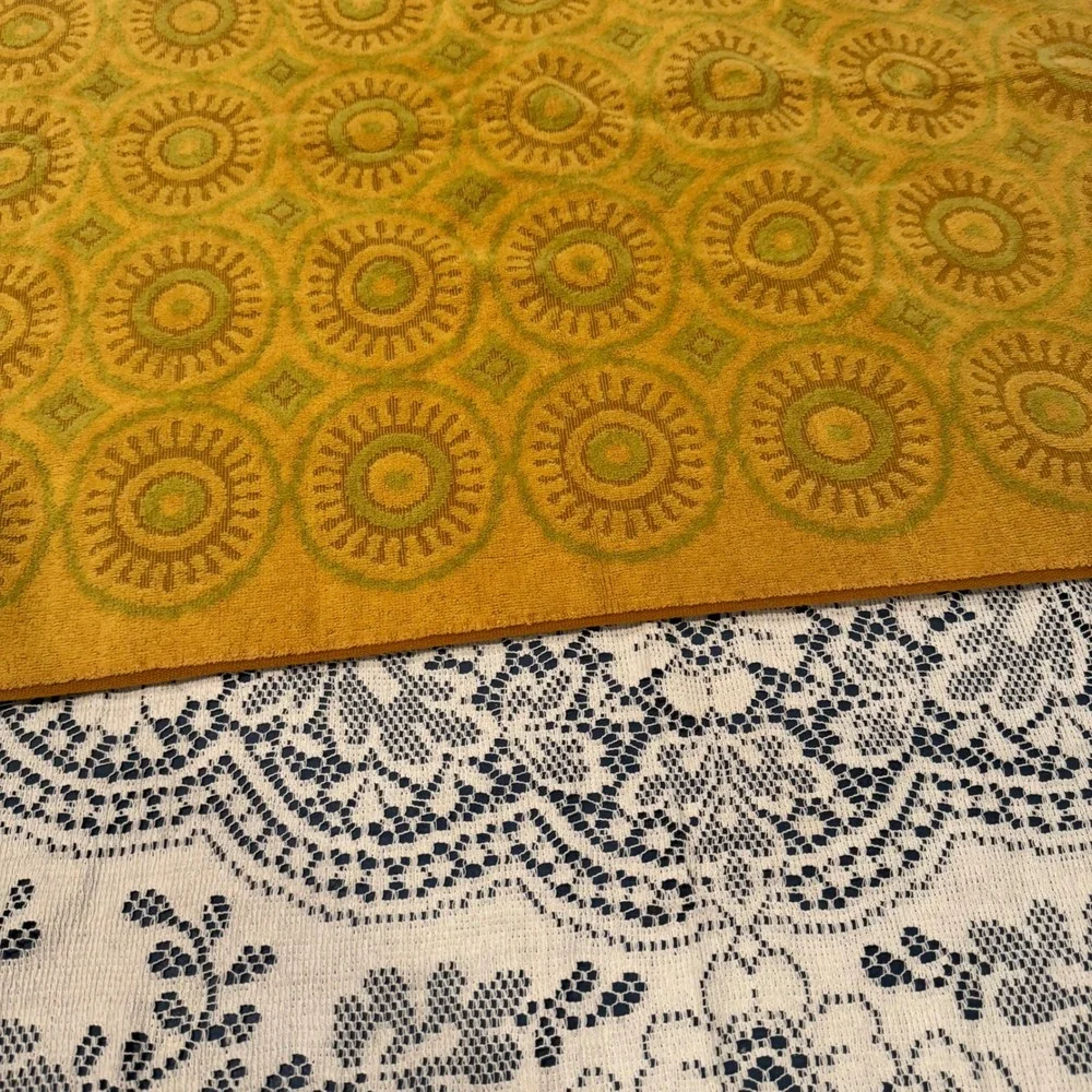Fieldcrest Vintage Midcentury Bath Towel Geometric Mod Pattern MCM Gold‎ Green